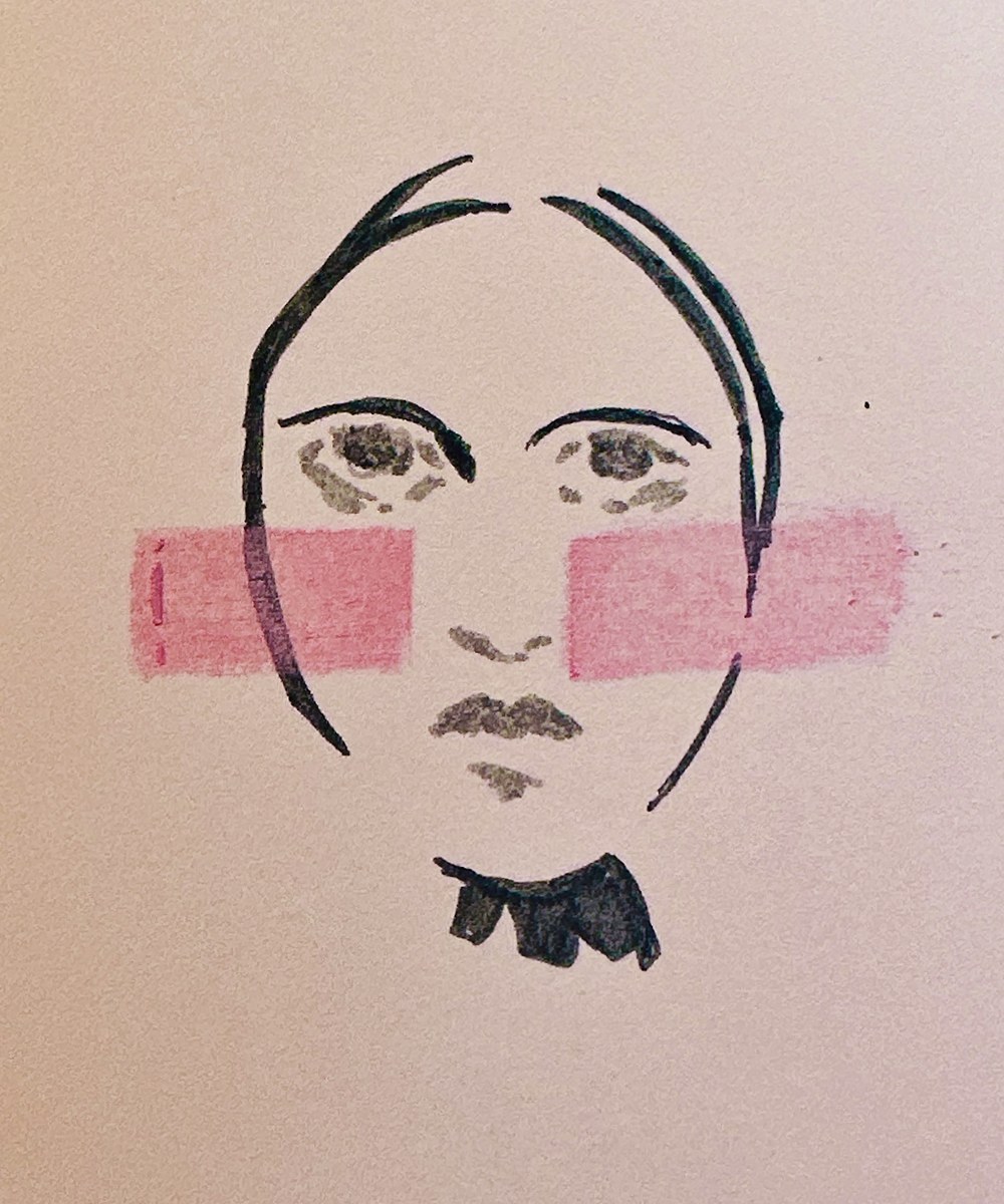 Blush Face — Ink & Pencil