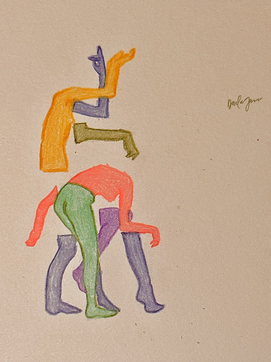 Falling Together — Ink & Pencil