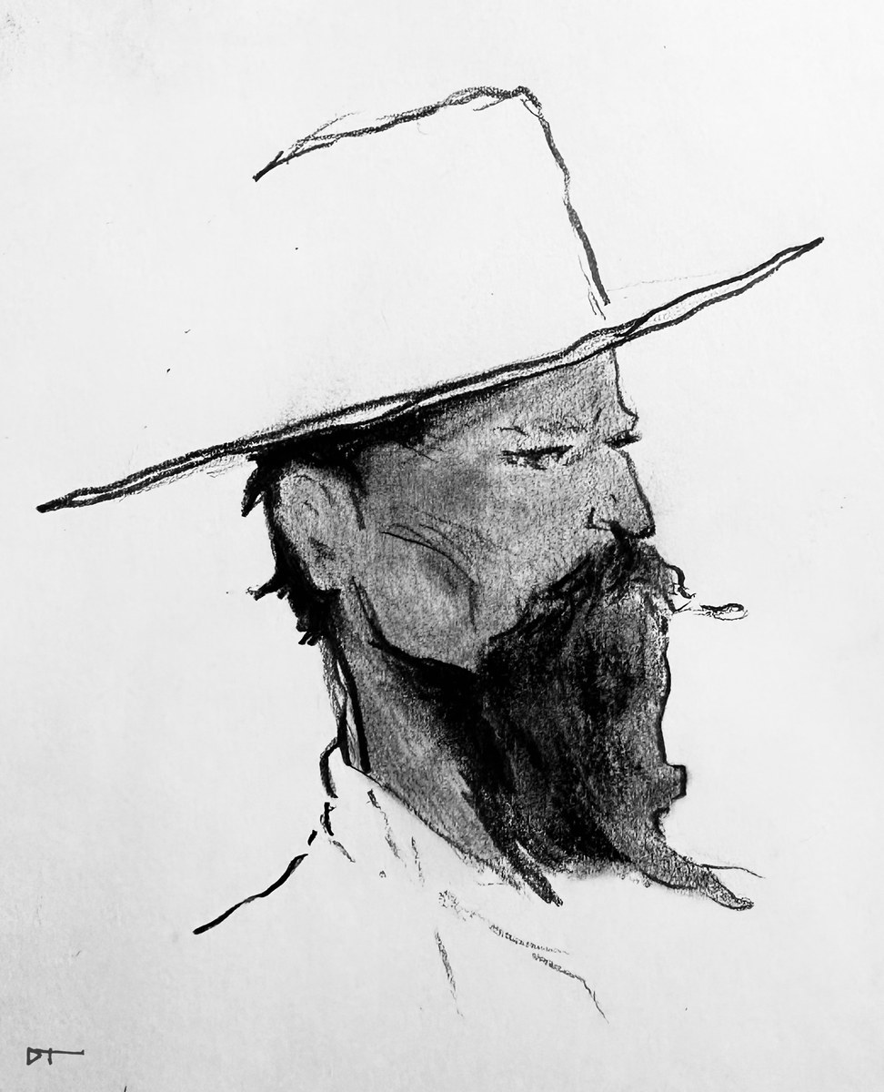 Cowboy Profile Charcoal — Ink & Pencil