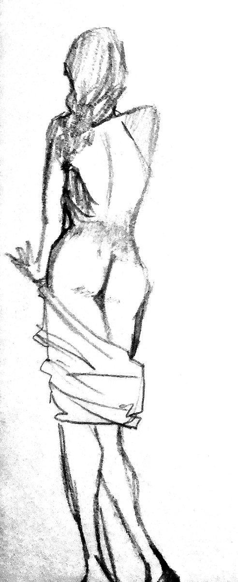 Draped Figure — Ink & Pencil