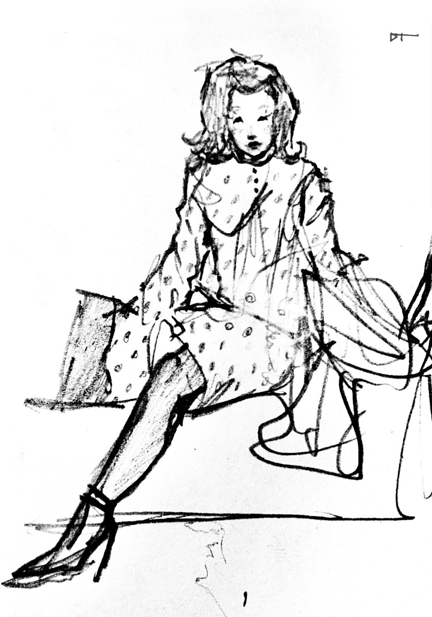 Polka Dot Girl — Ink & Pencil