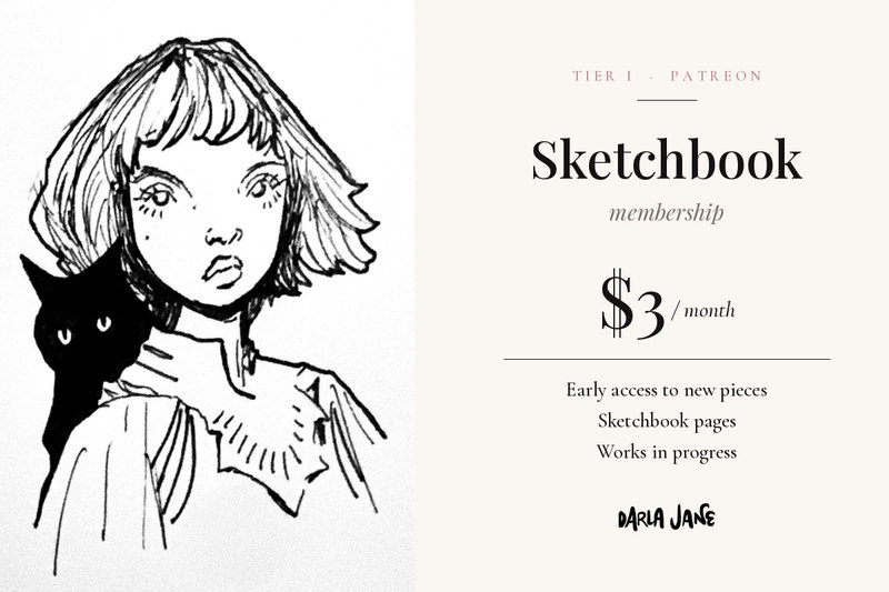 Sketchbook tier, $3 per month